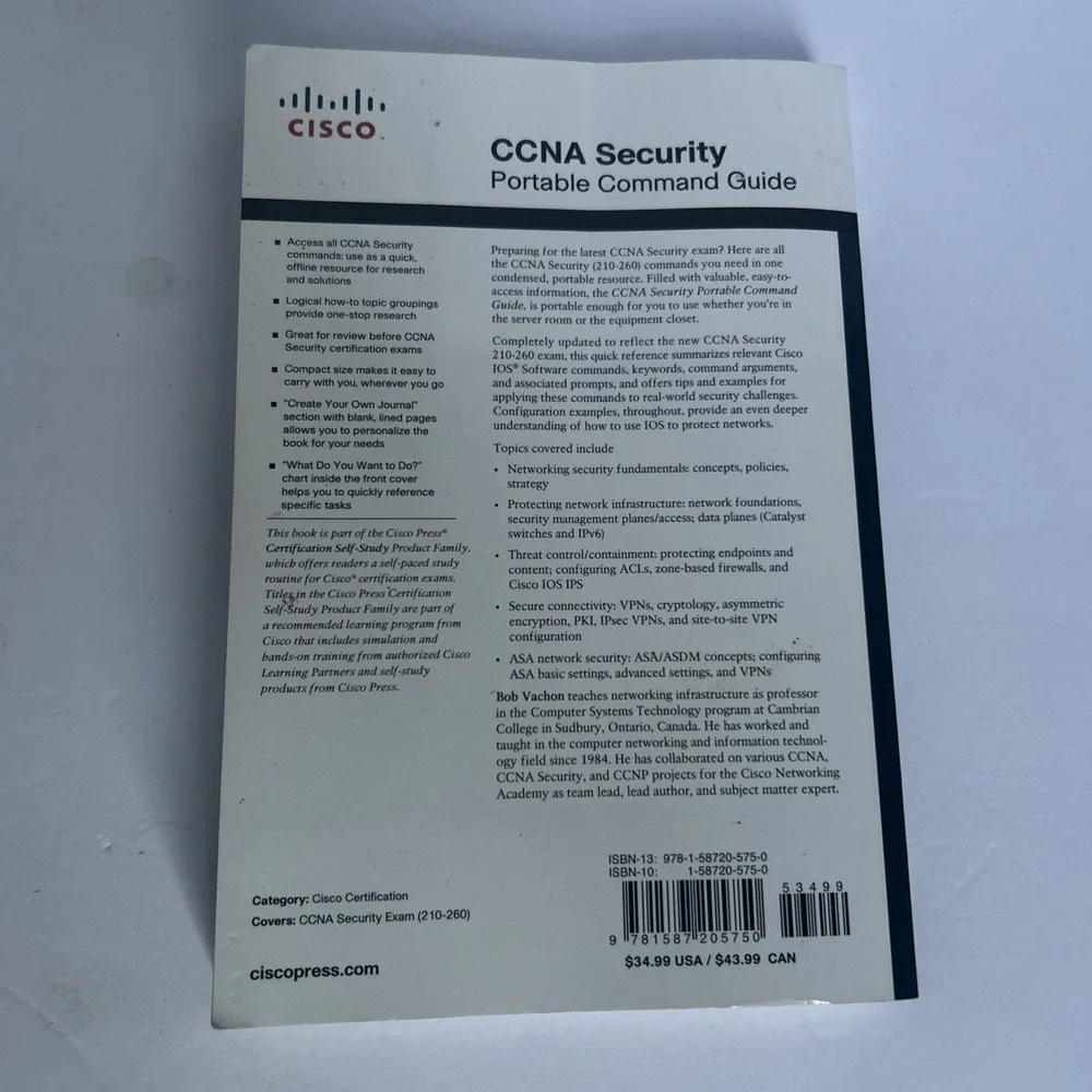 CCNA Security Portable Command Guide Bob Vachon 2016 Trade Paperback